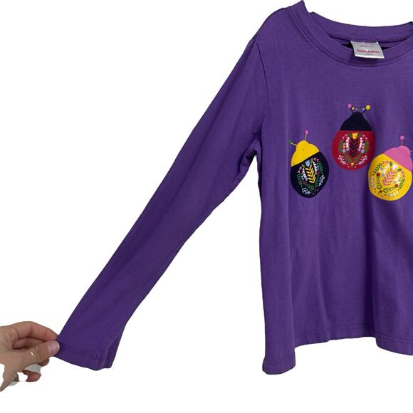 Hanna Andersson Purple Multi Color Lady Bug Print Long Sleeve Top Girls 8 - Picture 2 of 6